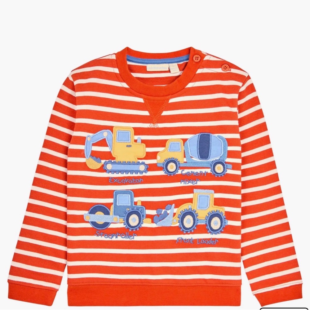 JOJO MAMAN BEBE Orange Transport Appliqué Sweatshirt size 3-6mon